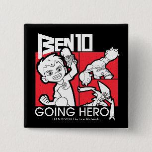 Badge Carré 5 Cm Ben 10 Going Hero