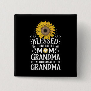 Badge Carré 5 Cm Bénie d'être appelée maman grand-mère Grand Tourne