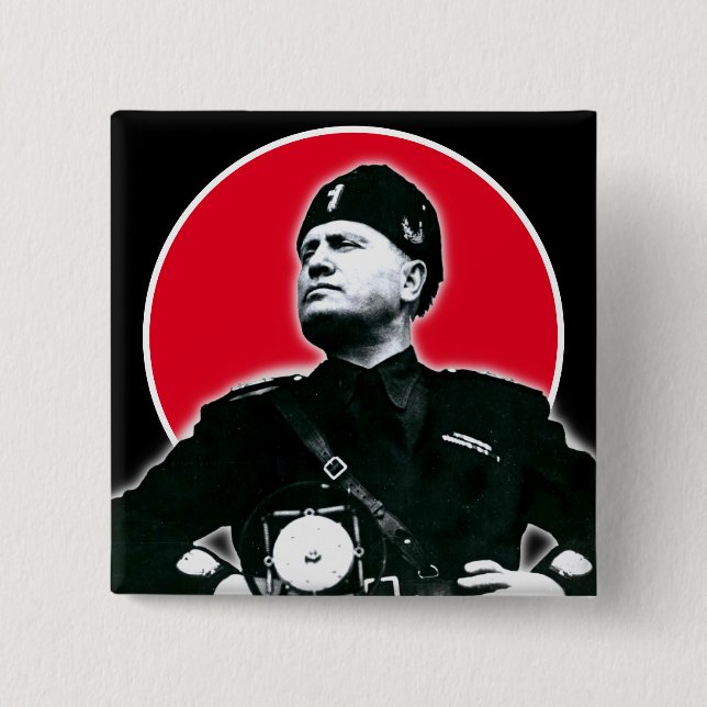Badge Carré 5 Cm Benito Mussolini (Devant)