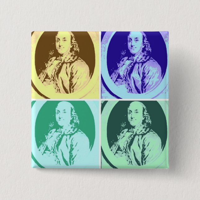 Badge Carré 5 Cm Benjamin Franklin (Devant)