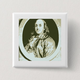 Badge Carré 5 Cm Benjamin Franklin