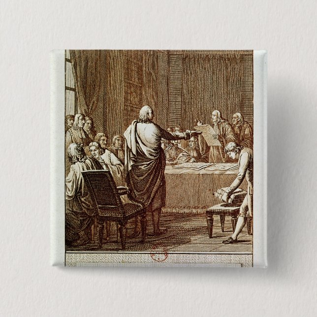 Badge Carré 5 Cm Benjamin Franklin présent son opposition (Devant)