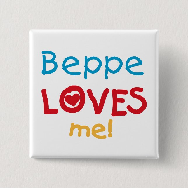 Badge Carré 5 Cm Beppe aime mes t-shirts et cadeaux (Devant)