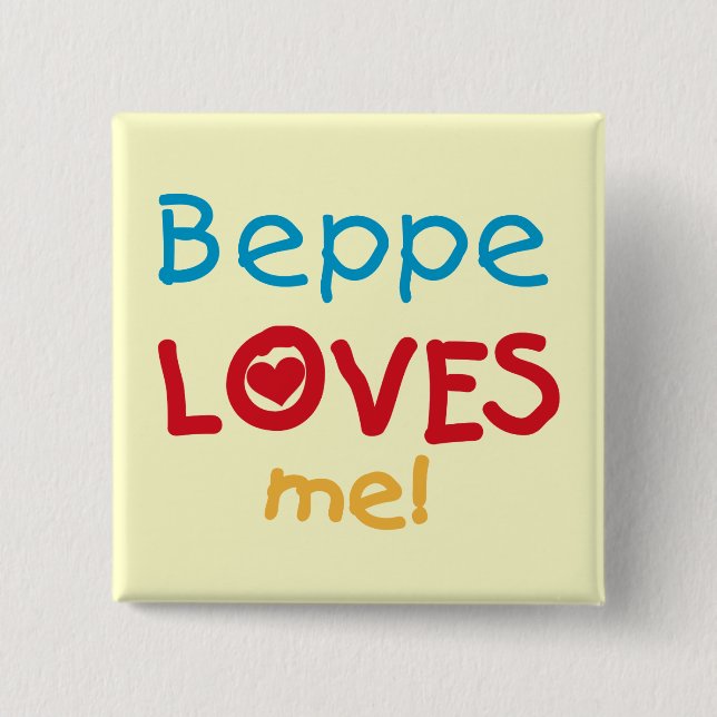 Badge Carré 5 Cm Beppe aime mes t-shirts et cadeaux (Devant)