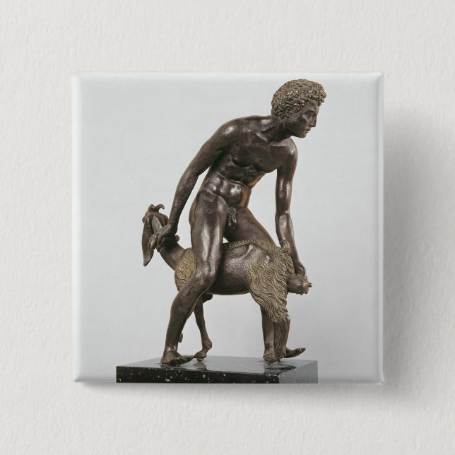 Badge Carré 5 Cm Berger trayant une chèvre (Devant)