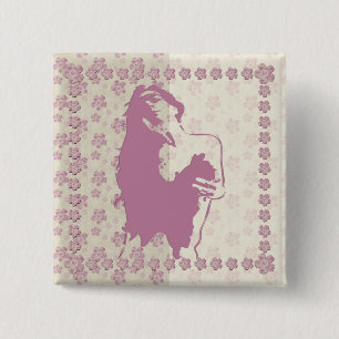 Badge Carré 5 Cm Berry Blossom - Bouton épingle