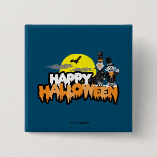 Badge Carré 5 Cm Bert et Ernie   Joyeux Halloween