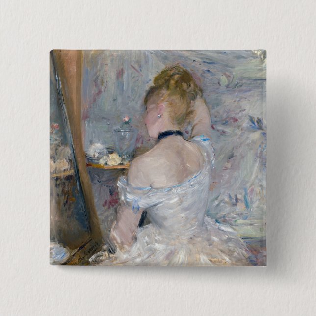 Badge Carré 5 Cm Berthe Morisot - Femme à sa Toilette (Devant)