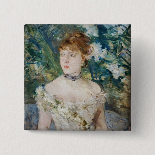 Badge Carré 5 Cm Berthe Morisot - Jeune fille dans une balle (Devant)