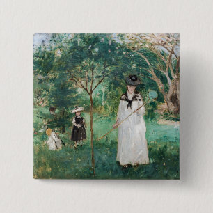Badge Carré 5 Cm Berthe Morisot - La chasse aux papillons
