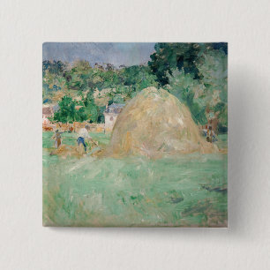 Badge Carré 5 Cm Berthe Morisot - Les piles de Haystacks à Bougival