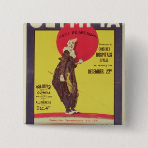 Badge Carré 5 Cm Bertram fraise l'affiche de cirque