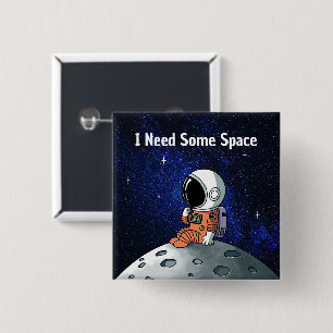Badge Carré 5 Cm Besoin d'espace, Astronaute, Spationaute, Personna