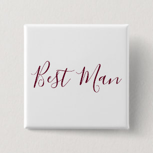 Badge Carré 5 Cm Best Man Burgundy et White