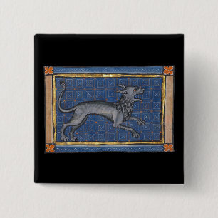 Badge Carré 5 Cm Bestiaire médiéval Hyena c. 1270