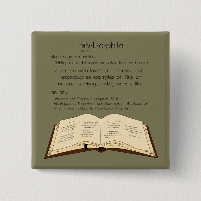 Badge Carré 5 Cm Bibliophile (Devant)
