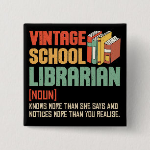 Badge Carré 5 Cm Bibliothécaire Scolaire Prononciation Drôle