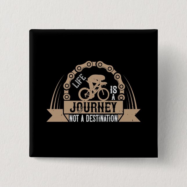 Badge Carré 5 Cm Bicycle - Life is a journey (Devant)
