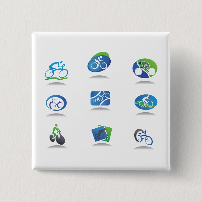 Badge Carré 5 Cm Bicycle Racing Icons Blue and Green Sport (Devant)