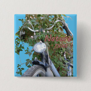 Badge Carré 5 Cm Bicyclette recouverte du bouton Carré Clematis