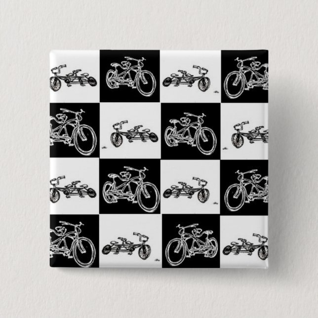 Badge Carré 5 Cm bicyclettes de damier (Devant)