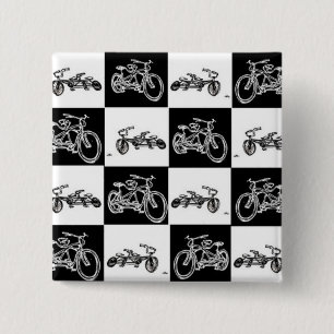 Badge Carré 5 Cm bicyclettes de damier