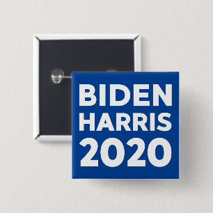Badge Carré 5 Cm Biden Harris 2020, texte en gras sur les élection