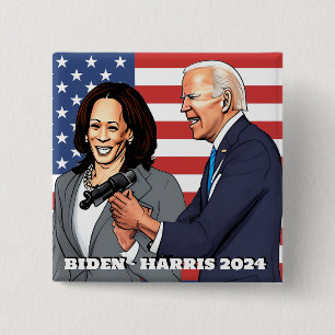 Badge Carré 5 Cm Biden - Harris   Élection présidentielle américain