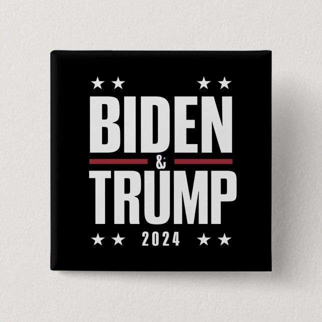 Badge Carré 5 Cm Biden Trump 2024 Drôle Président VP (Devant)