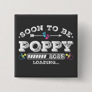 Badge Carré 5 Cm Bientôt être Poppy 2025 Chargement du bouton Carré