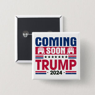Badge Carré 5 Cm Bientôt Trump Président 2024