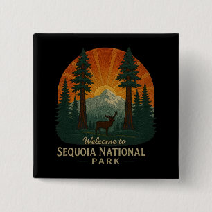 Badge Carré 5 Cm Bienvenue à la broderie Sequoia National USA Park