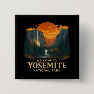Badge Carré 5 Cm Bienvenue à la broderie Yosemite National USA