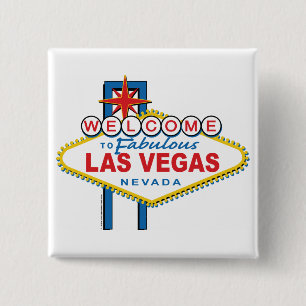 Badge Carré 5 Cm Bienvenue à Las Vegas
