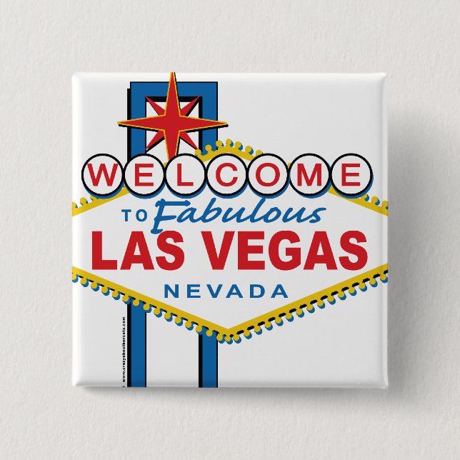 Badge Carré 5 Cm Bienvenue à Las Vegas (Devant)