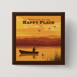 Badge Carré 5 Cm Bienvenue À Mon Happy Place