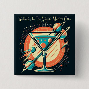 Badge Carré 5 Cm Bienvenue au club Atomic Martini Space Age