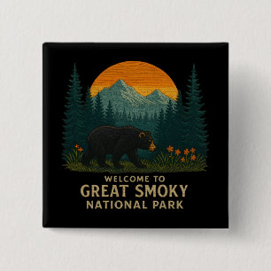 Badge Carré 5 Cm Bienvenue dans le parc de la Broderie Great Smoky