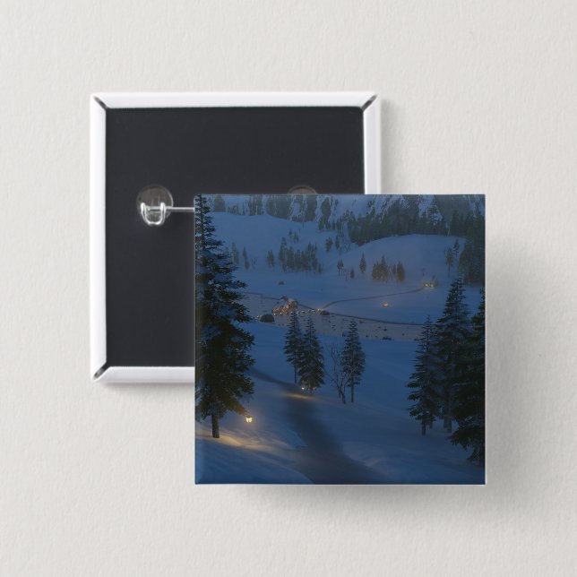 Badge Carré 5 Cm Bienvenue sur le bouton Cwm (Devant & derrière)