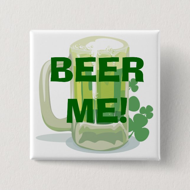 Badge Carré 5 Cm Bière je bouton (Devant)