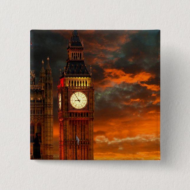 BADGE CARRÉ 5 CM BIG BEN LONDON (Devant)