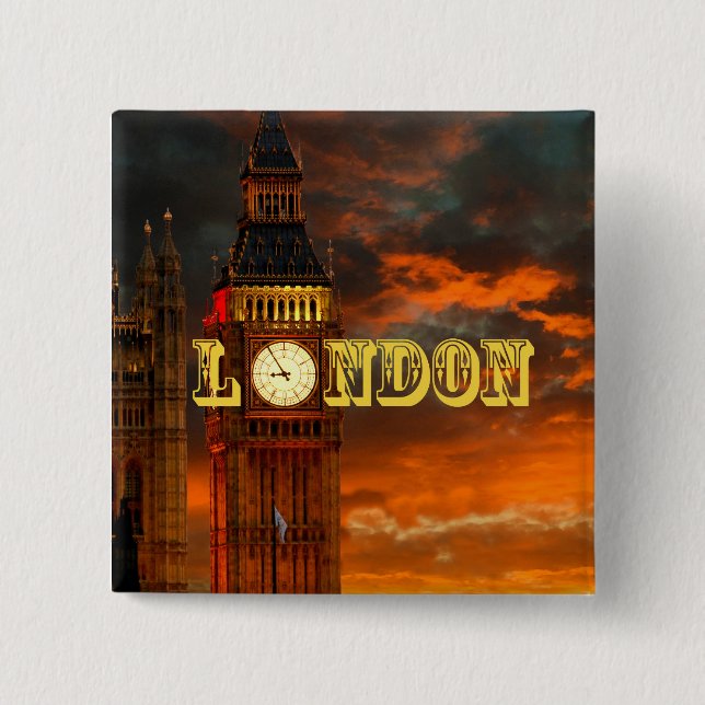 BADGE CARRÉ 5 CM BIG BEN LONDON (Devant)