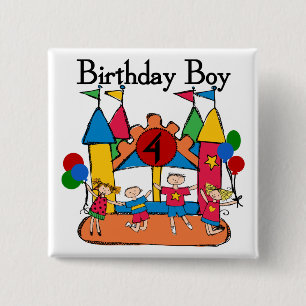 Badge Carré 5 Cm Big Bounce Boy 4th Birthday Tshirts et cadeaux