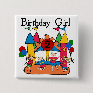 Badge Carré 5 Cm Big Bounce Girl 2nd Birthday Tshirts et cadeaux