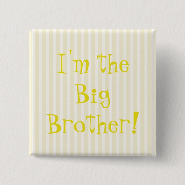 Badge Carré 5 Cm Big Brother Baby Shower Yellow Stripes (Devant)