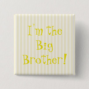 Badge Carré 5 Cm Big Brother Baby Shower Yellow Stripes