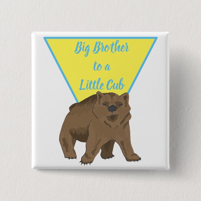 Badge Carré 5 Cm Big Brother Little Brother Bear Cub (Devant)