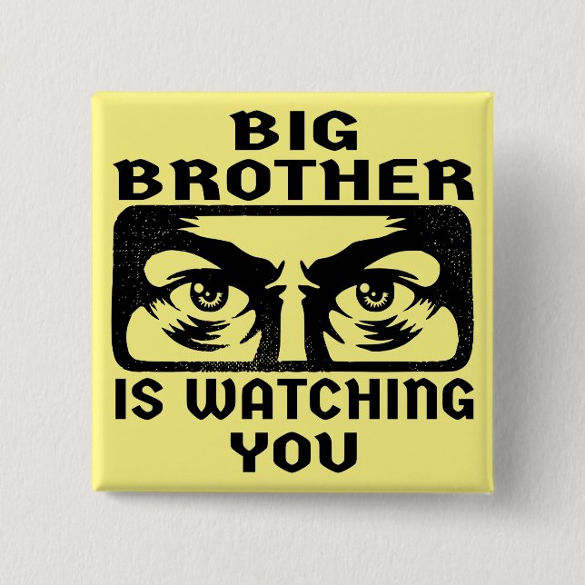 Badge Carré 5 Cm Big Brother vous regarde #USAPatriotGraphics © (Devant)