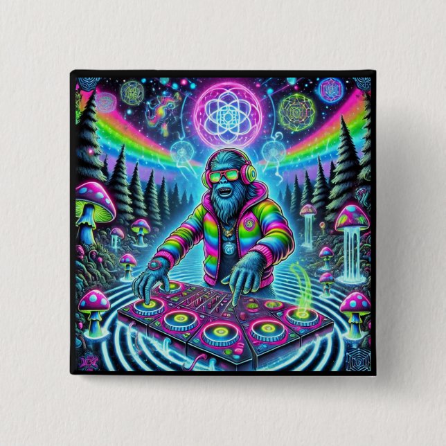 Badge Carré 5 Cm 🚀 Bigfoot vient de se niveler ! 🌌 (Devant)