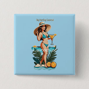 Badge Carré 5 Cm Bikini Babe Big Casquette - Big Cocktail Thunder_C